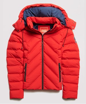 Superdry CNY Chevron Down Női Kabát Piros | RLCDJ8501